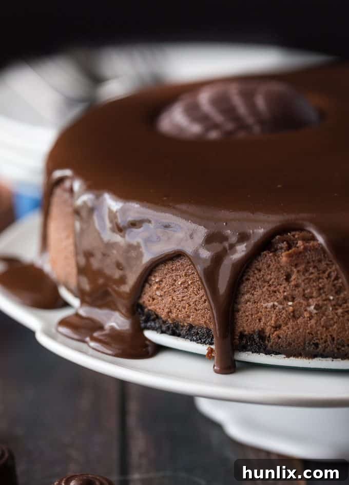 Saint Lucian Chocolate Cheesecake garnished with a delicate chocolate clam, a perfect culinary tribute to the Caribbean island.