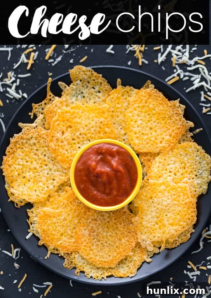 A vibrant close-up of the perfectly golden and crispy cheese chips on a serving platter, inviting guests to enjoy this delicious snack.