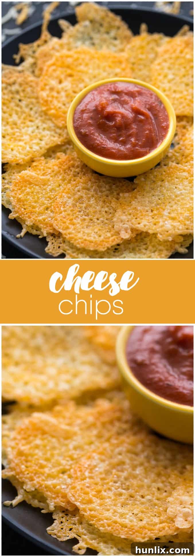 A collage of various cheese chip images, showcasing different serving styles and close-ups of the crispy texture, perfect for social media sharing.