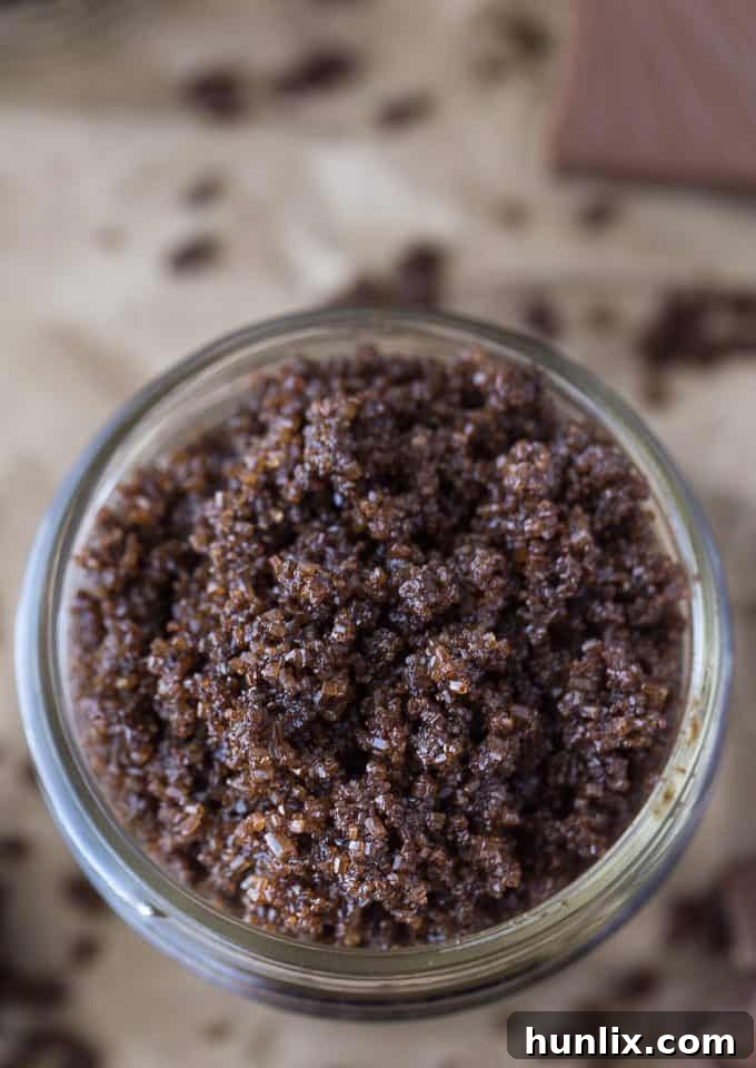 Cocoa Silk Skin Polish 3 Simple Chocolate Sugar Scrub recipe - Three ingredients come together for a decadent exfoliating experience. Cocoa powder, natural raw sugar, and melted coconut oil are all you need for this DIY beauty treatment.