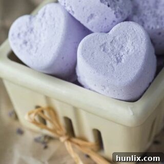 Beautiful Lavender Heart Bath Bombs – a simple and rewarding DIY project.