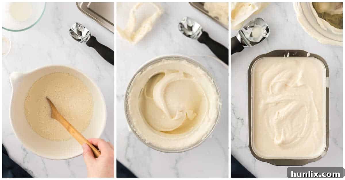 Mixing milk and sugar in a bowl as the first step to making homemade vanilla ice cream.