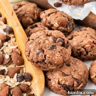 A group of cowboy cookies.