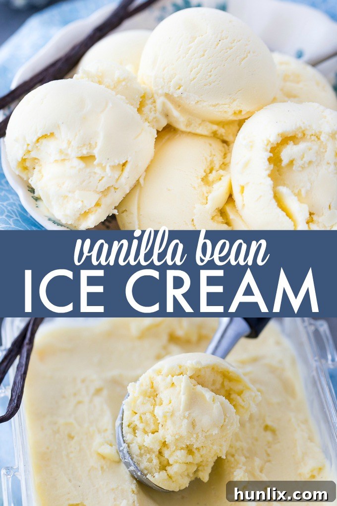 Homemade Vanilla Bean Ice Cream - Experience rich, authentic vanilla flavor with this creamy ice cream recipe, featuring real vanilla beans for an unforgettable dessert.