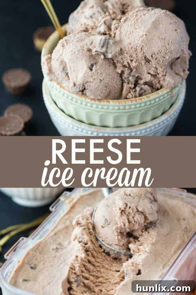 Reese's Peanut Butter Perfection 5 A collage of Reese Ice Cream photos, highlighting its delicious texture and appeal.