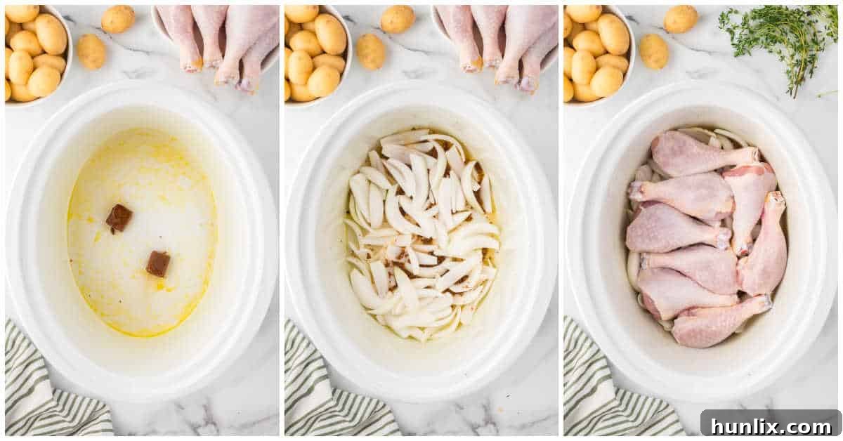 Steps to make slow cooker 40 clove garlic chicken.