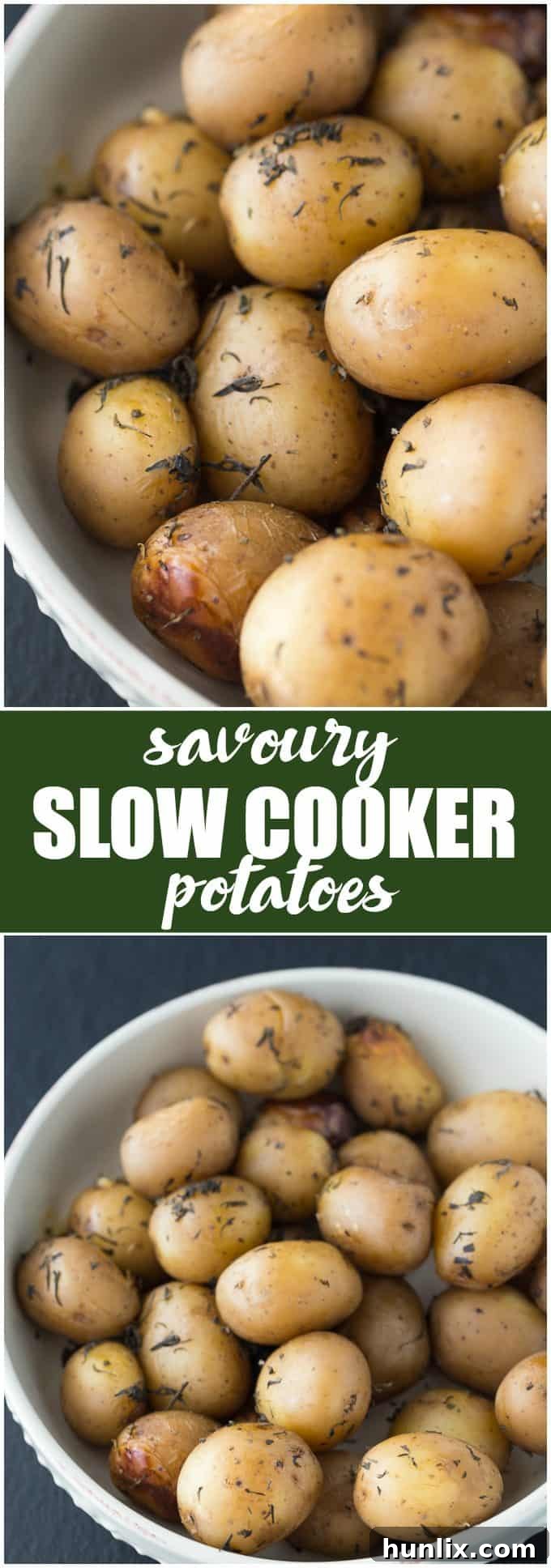 Comforting Slow Cooker Potatoes 6 A vibrant collage of various potato dishes, including roasted, cheesy, and savory slow cooker potatoes, inspiring culinary creativity.