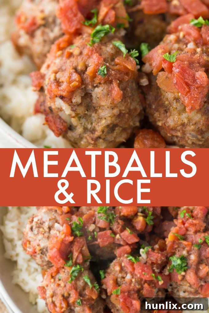 A collage of various images from the Meatballs & Rice cooking process, showcasing the ingredients, preparation, and final dish.