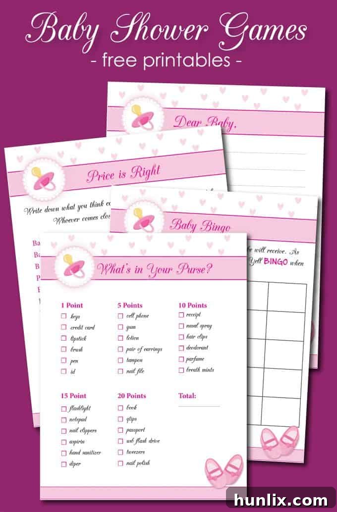 8 Adorable Free Printable Games for a Baby Girl Shower 2 8 Free Printable Baby Shower Games for Girls - Everything you need to enjoy these fun games!
