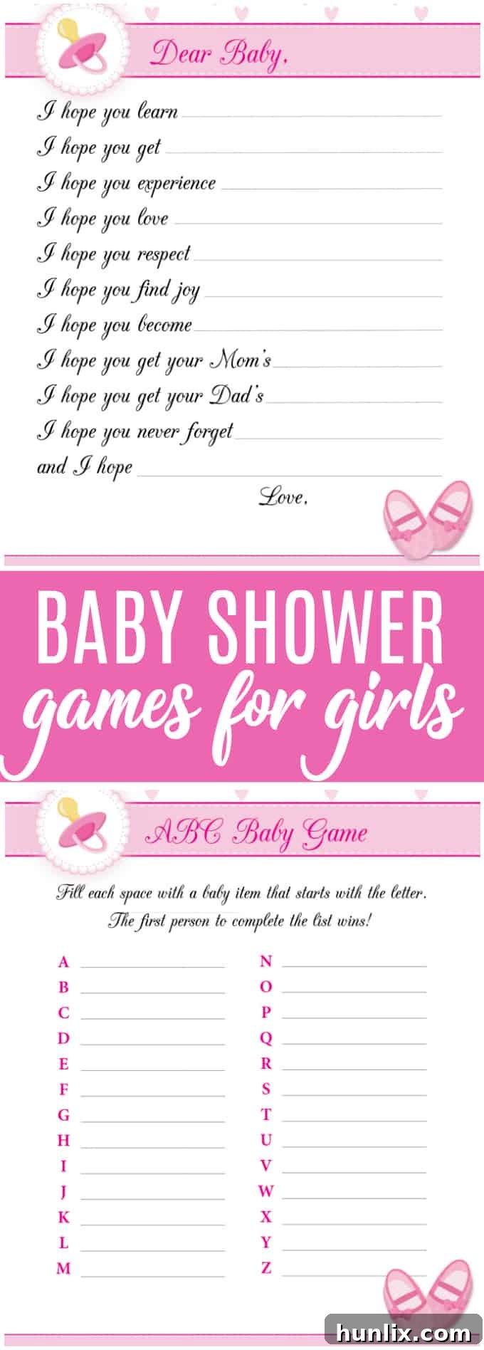 8 Adorable Free Printable Games for a Baby Girl Shower 11 Download these 8 free printable baby shower games for girls. This package includes everything you need to enjoy these fun games and make the baby shower for mom to be one to remember.