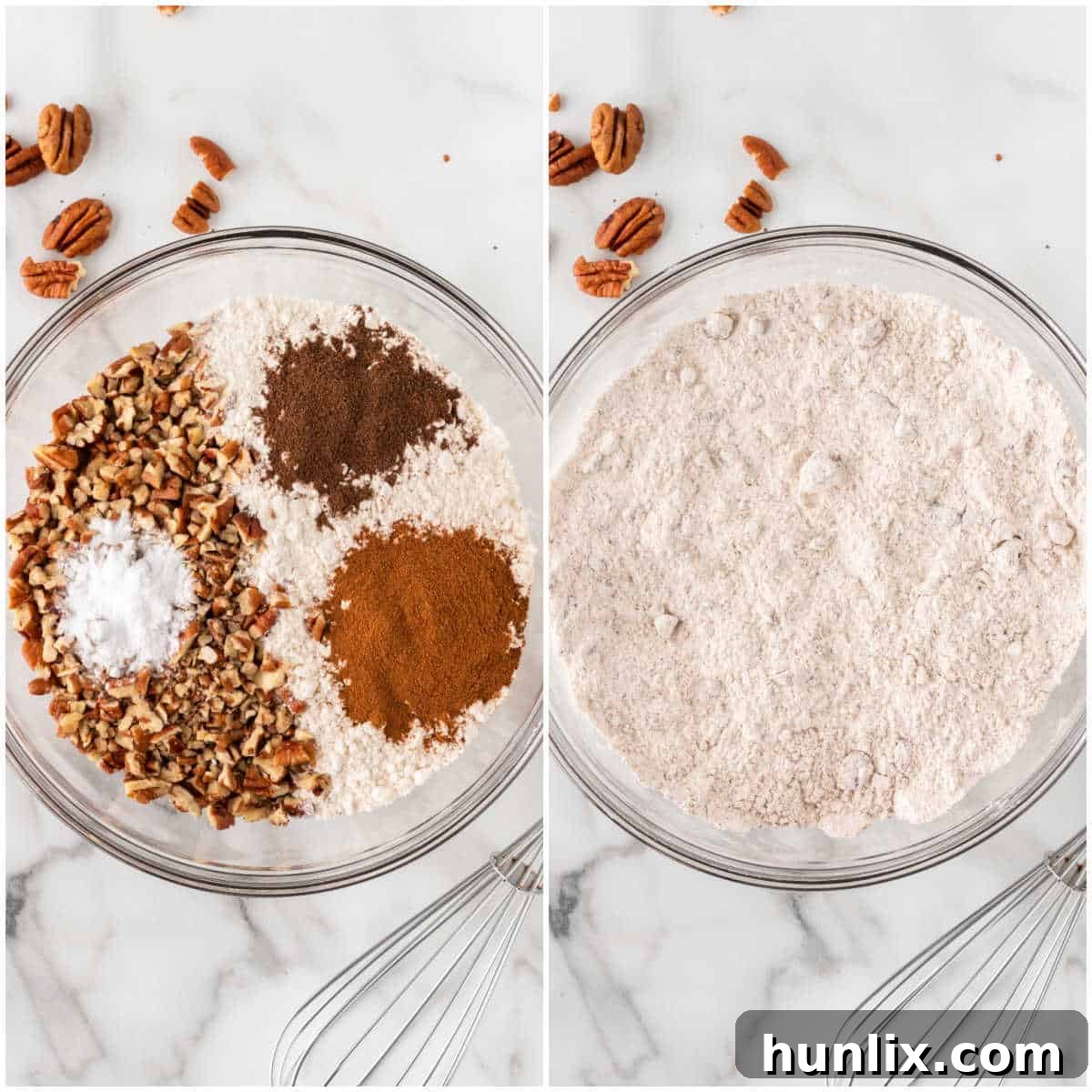 Dry ingredients for brown sugar cookies mixed in a bowl.