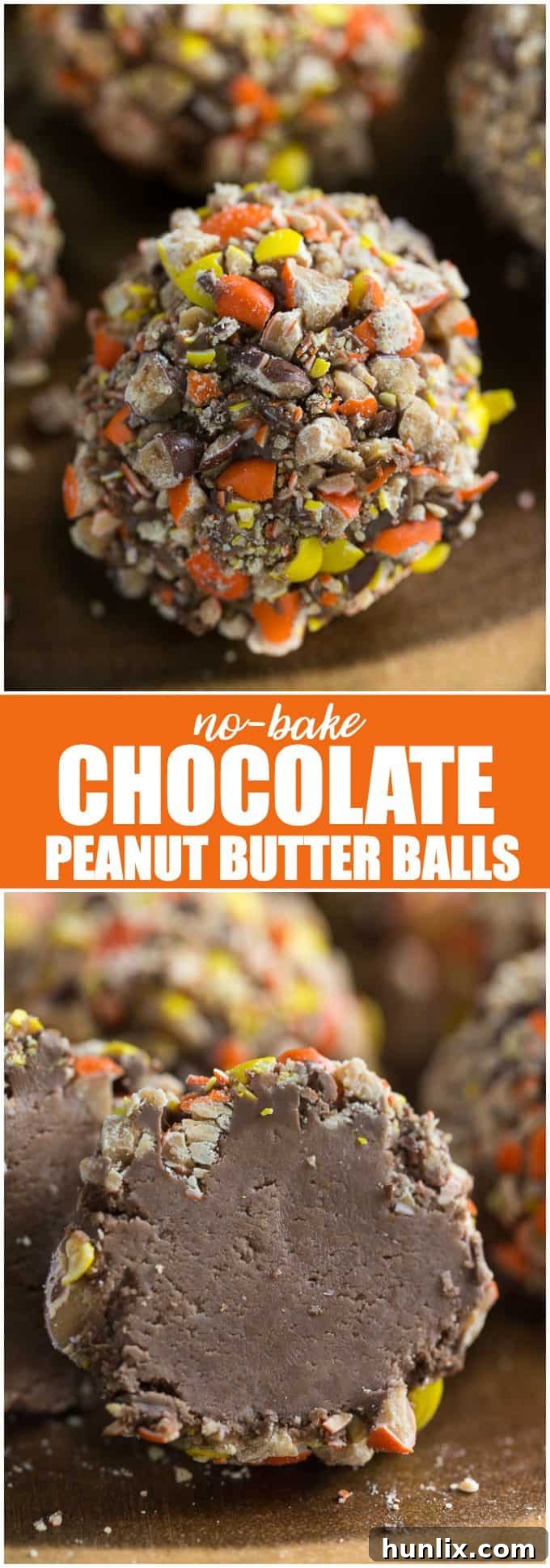 Another appealing collage of No-Bake Chocolate Peanut Butter Balls, highlighting their versatility and deliciousness as a homemade gift or treat.