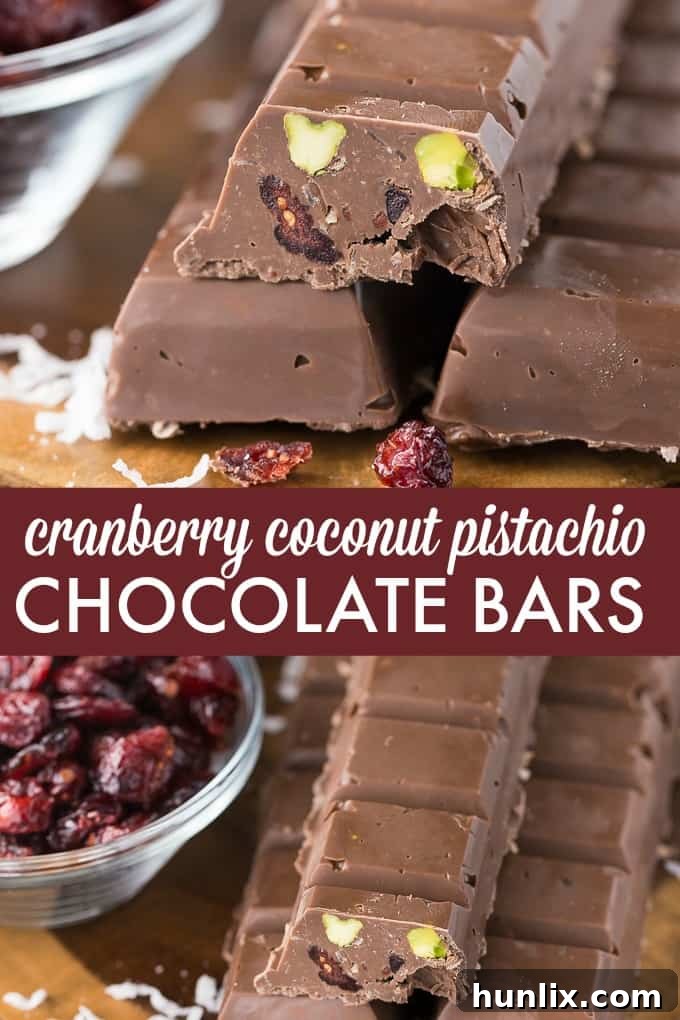 Cranberry Coconut Pistachio Chocolate Bars - The best Christmas treat! Make these delicious red and green desserts for all your loved ones this year. A beautiful arrangement of homemade Cranberry Coconut Pistachio Chocolate Bars, showcasing their vibrant colors and perfect texture, nestled among festive holiday decorations.