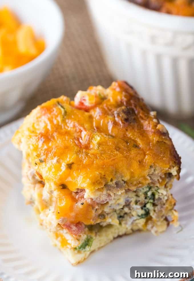 Sausage & Butternut Squash Breakfast Casserole - Butternut squash for breakfast? Yes! This sausage-laden breakfast casserole is a delicious twist on a traditional breakfast casserole.