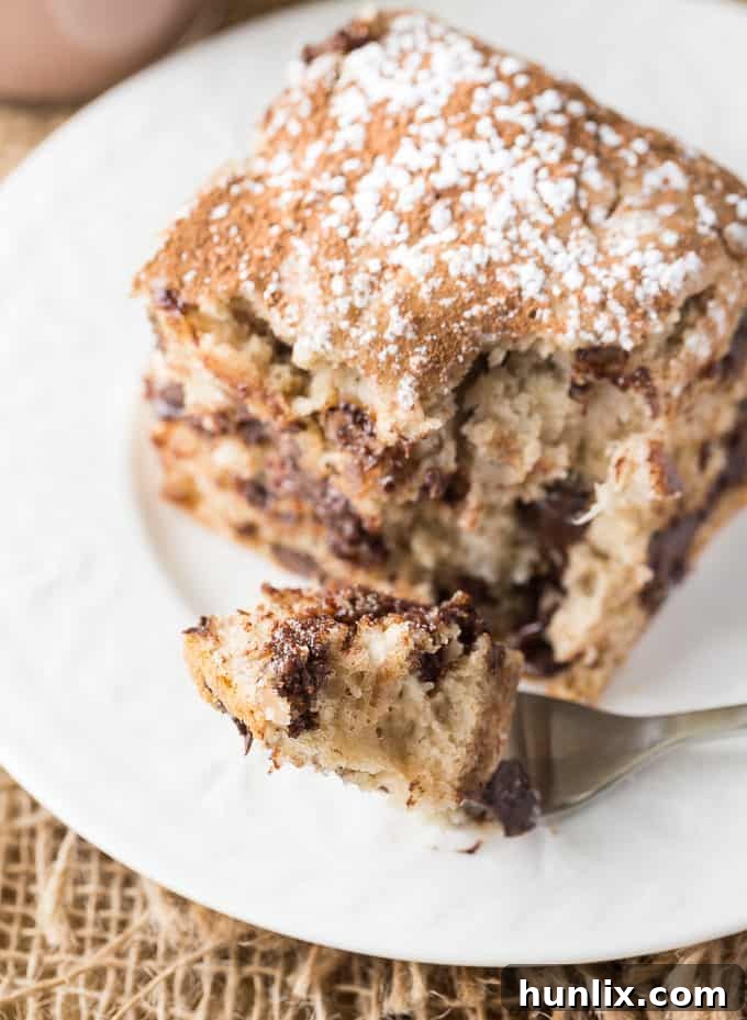 Another perspective of the Banana Chocolate Cake, highlighting its rich, dark color.