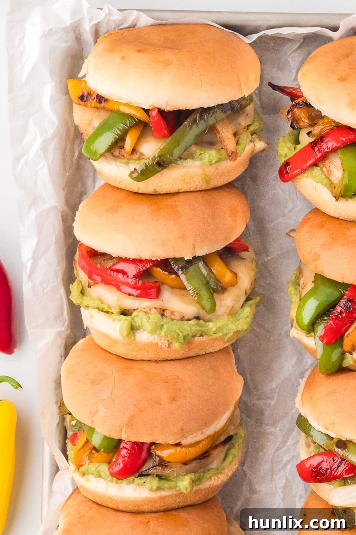 Sizzling Fajita Chicken Burgers 2 Chicken Fajita Burgers on a try.