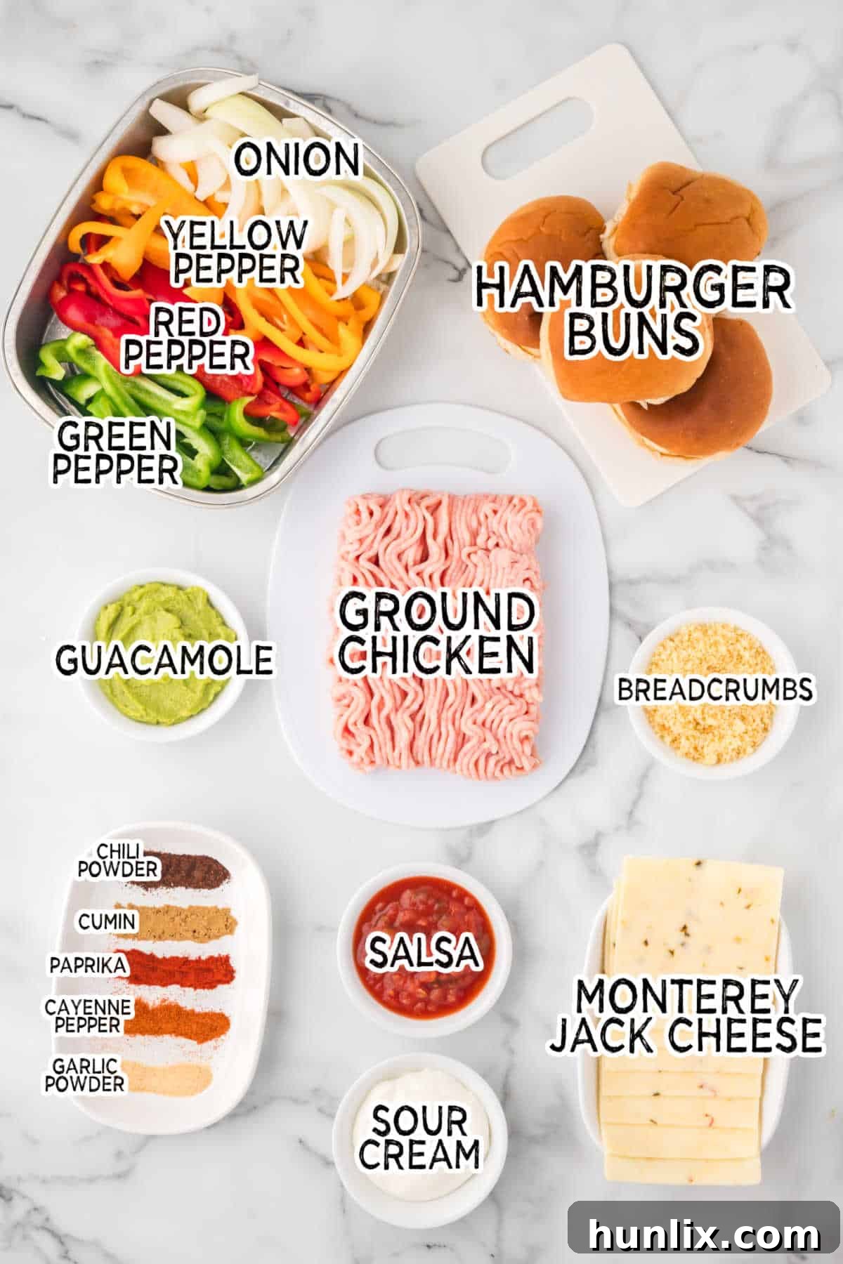 Sizzling Fajita Chicken Burgers 3 Ingredients to make chicken fajita burgers.