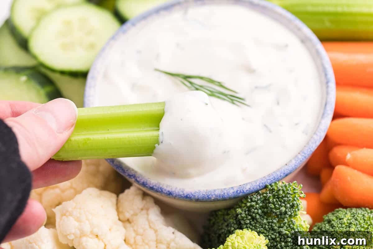 A vibrant crudité platter featuring various fresh vegetables like carrots, cucumbers, radishes, and bell peppers, with a bowl of Lemon Dill Dip.