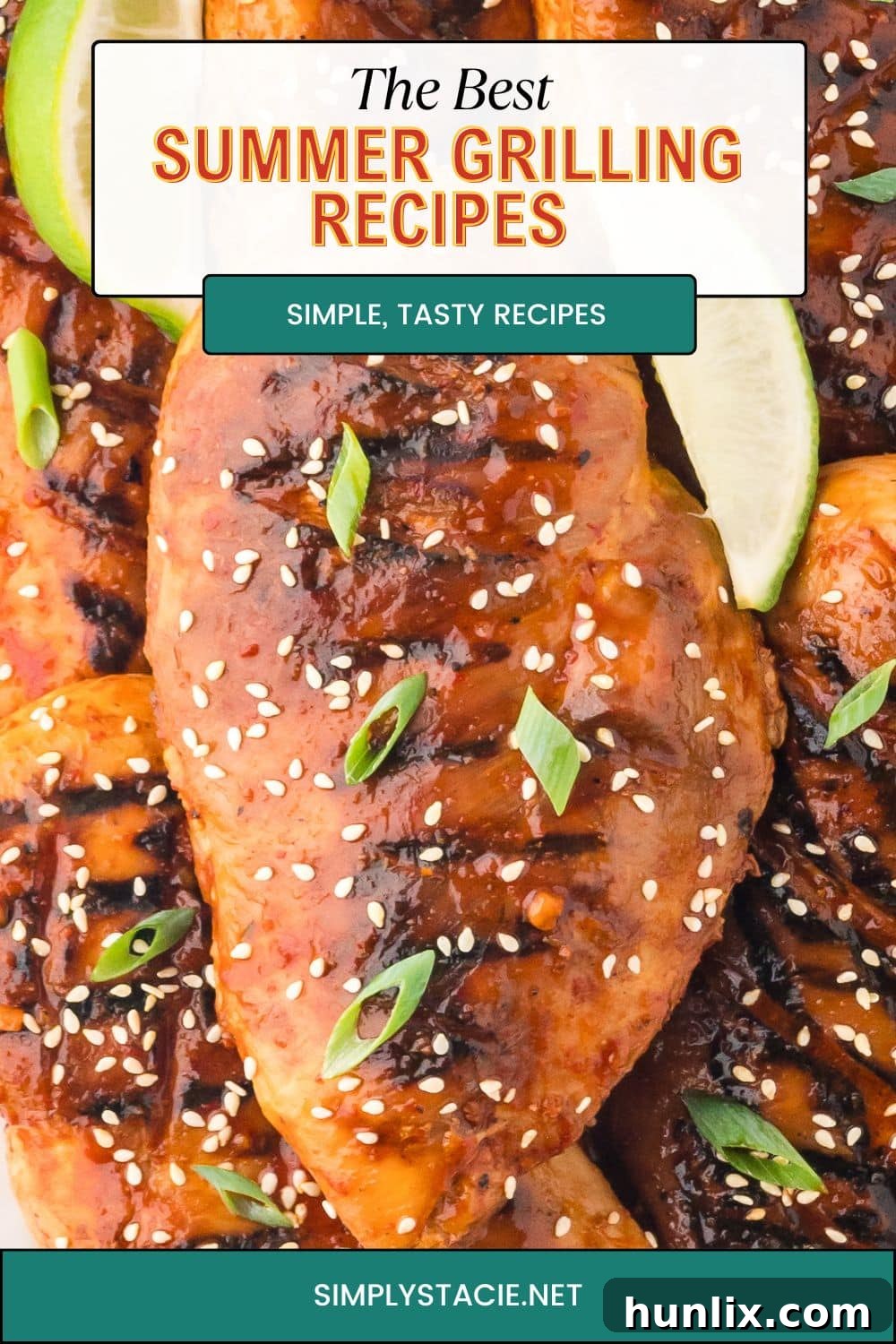 A vibrant assortment of delicious grilled food, including succulent meats, charred vegetables, and savory skewers, artfully arranged on a platter, perfect for a summer cookout and outdoor entertaining.