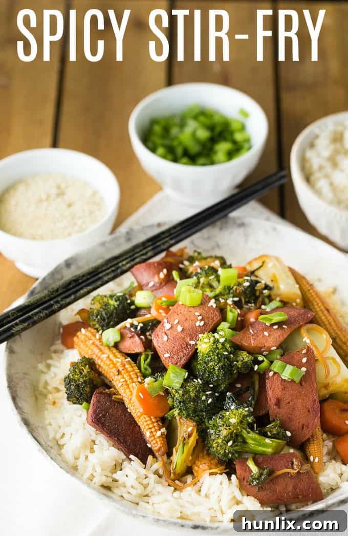 Spicy Stir-Fry - Spicy chicken frankfurters add an extra kick of fiery flavour to a stir-fried vegetable medley.