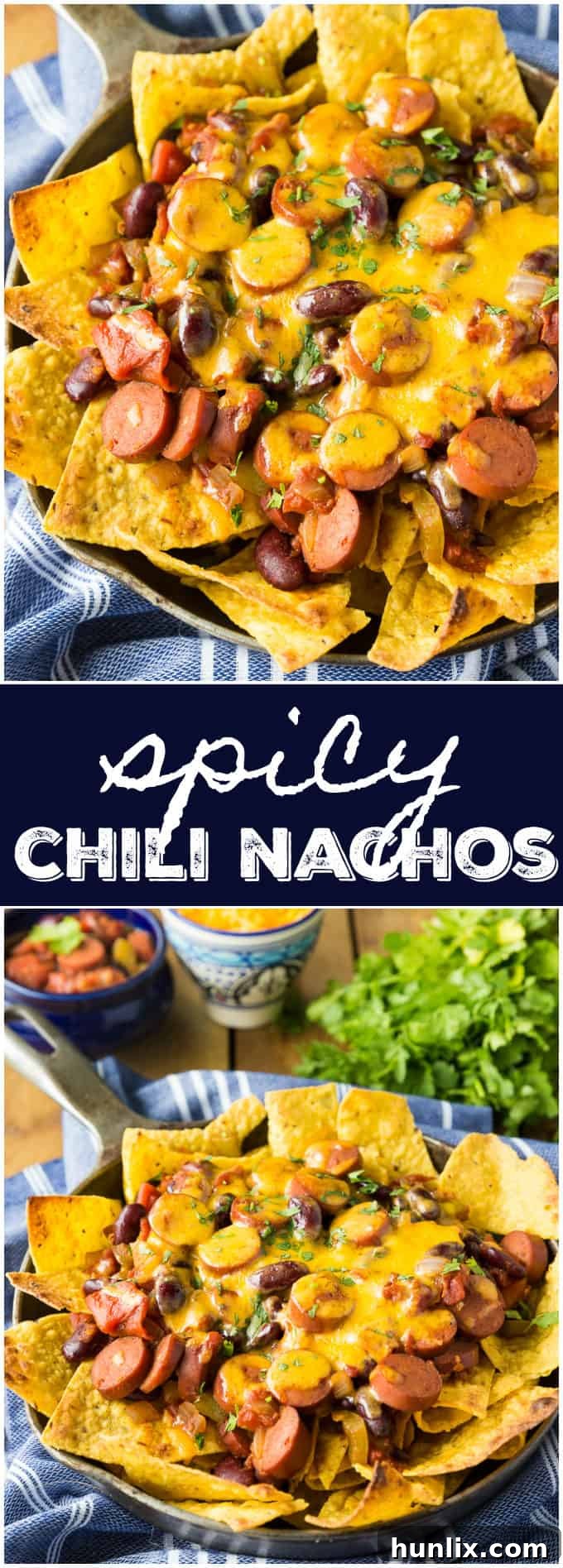 Spicy Chili Nachos collage, a vibrant and appealing display of the finished dish, perfect for parties.