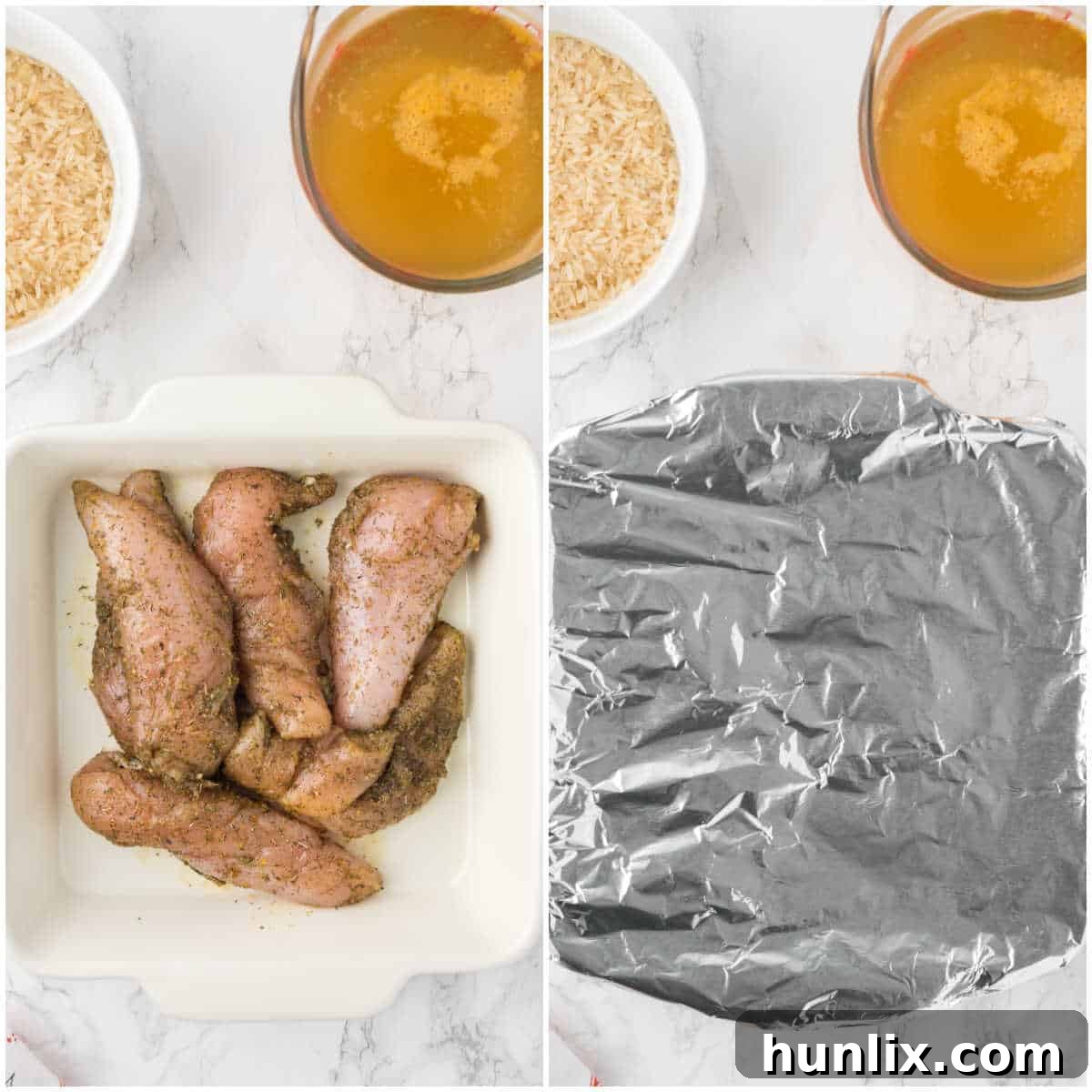 Vibrant Mediterranean Chicken Rice Bowl 5 Steps to make Mediterranean Chicken and Rice Bowl.