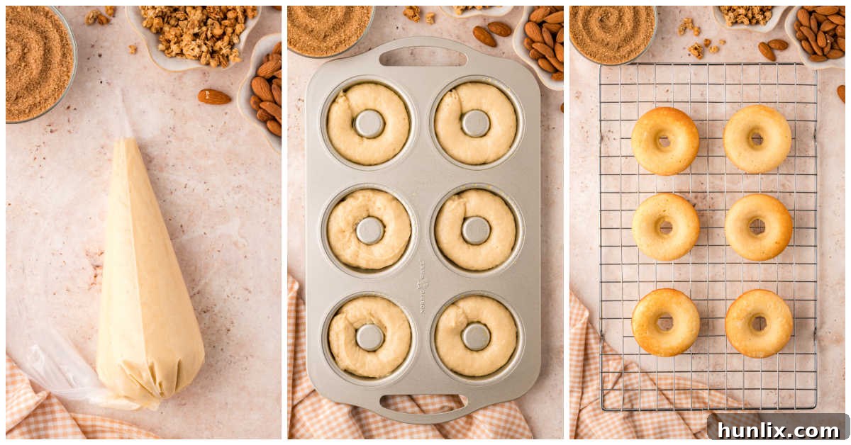 Collage of preparing the donuts.