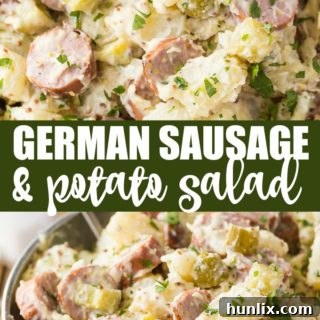 German Sausage & Potato Salad - You'll love how creamy this savoury/smoky salad is! It's the perfect summer side for your BBQs.