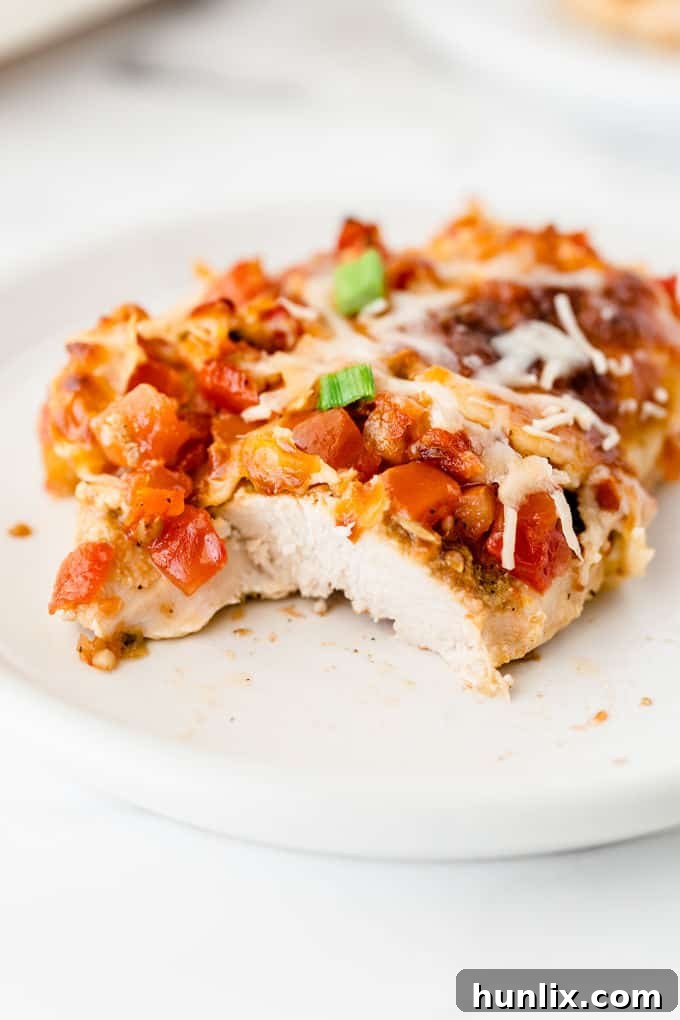 Salsa Chicken - The easiest Mexican chicken recipe! Smother your favorite cut of chicken with tomatoes, peppers and spices for a quick and easy family-friendly dinner.