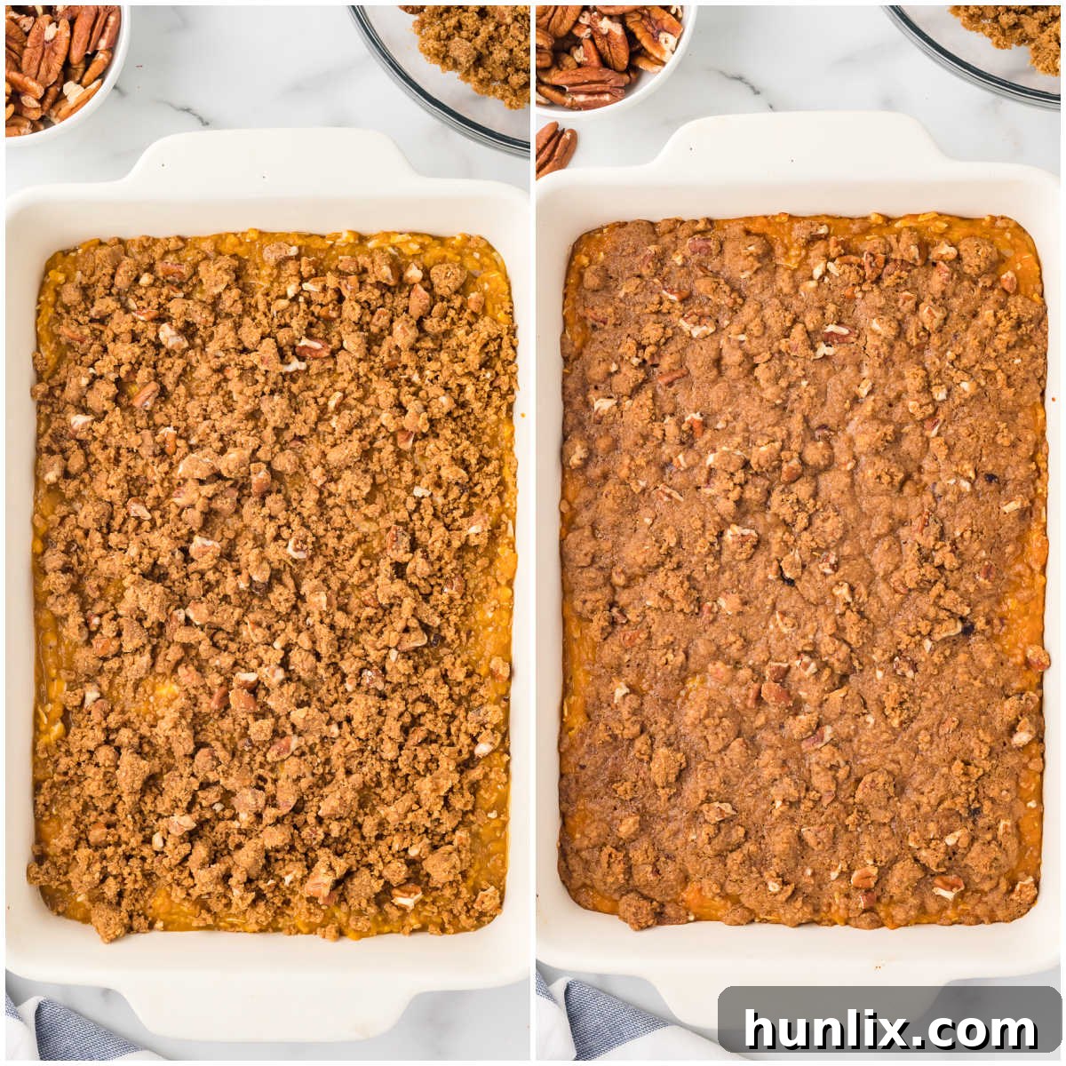 Golden Sweet Potato Delight 6 The finished sweet potato casserole, golden brown and bubbly.