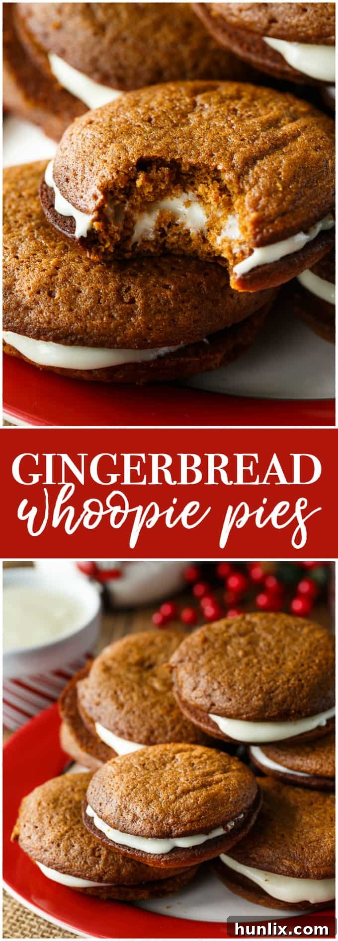 Gingerbread Whoopie Pies - A collage of various whoopie pie images.