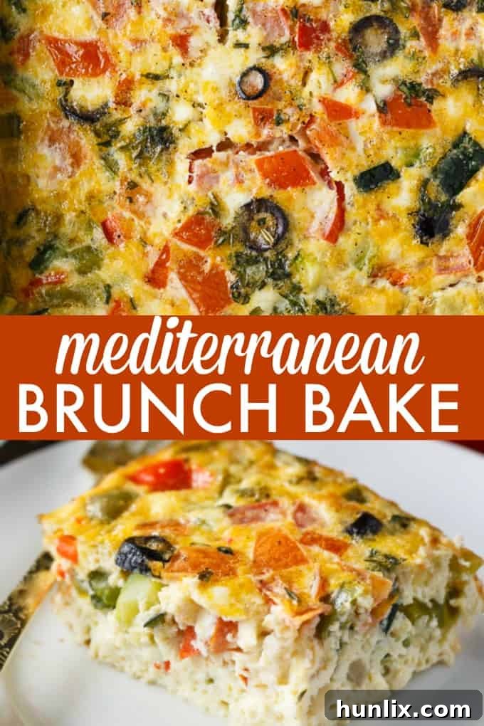 Mediterranean Sunrise Bake 6 A collage of Mediterranean Brunch Bake photos, including a close-up of the finished dish and ingredients, highlighting its visual appeal and freshness.