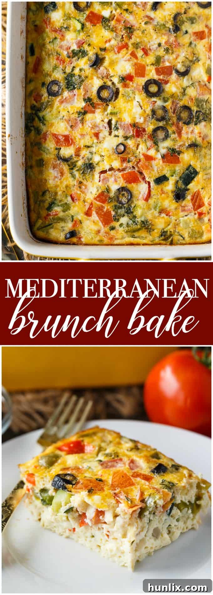 Mediterranean Sunrise Bake 7 Another collage of Mediterranean Brunch Bake images, focusing on different angles and serving suggestions, emphasizing the dish's versatility.