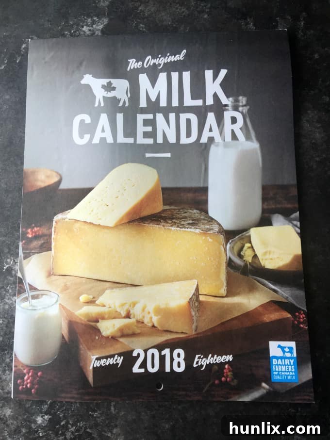 Ocean's Bounty Pizza 2 The 2018 Milk Calendar from Dairy Farmers of Canada featuring a beautiful festive dish, encouraging holiday cooking.