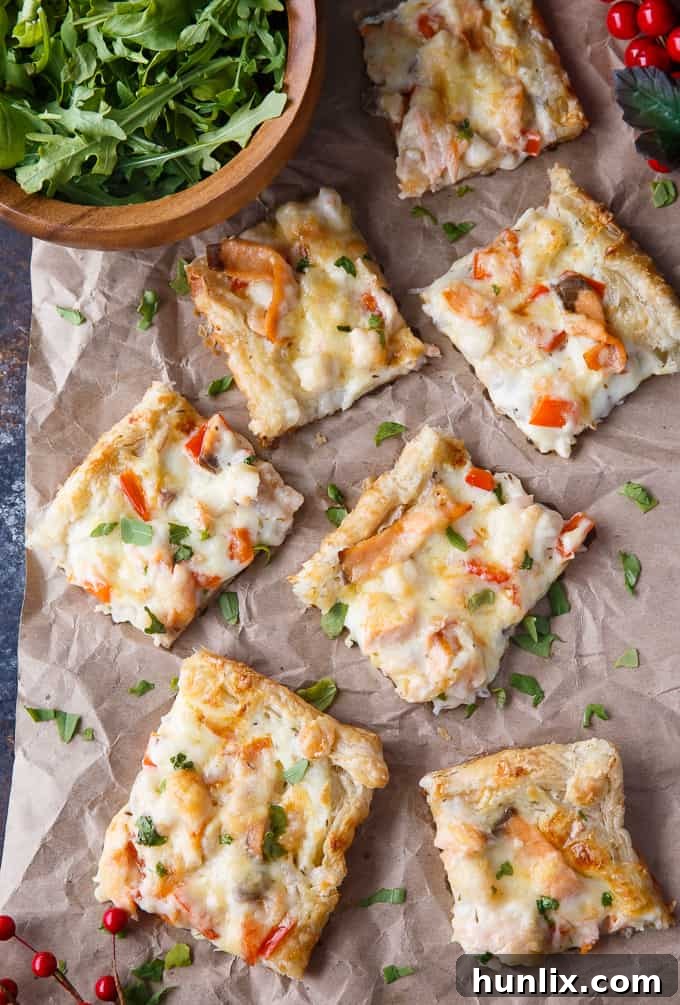 Ocean's Bounty Pizza 13 Close-up of the cooked Festive Seafood Pizza with a focus on the juicy shrimp and scallops.