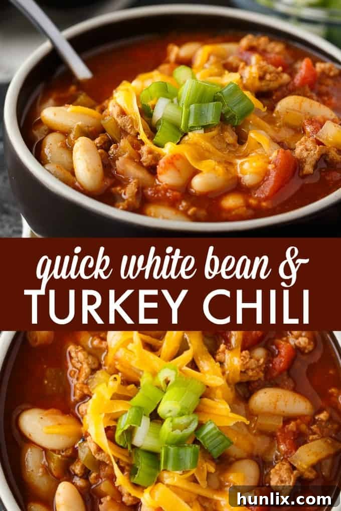 Quick White Bean & Turkey Chili - The fastest chili recipe! Make this simple chili in the Instant Pot with a homemade spice blend and lean turkey for a healthy meal in a flash.