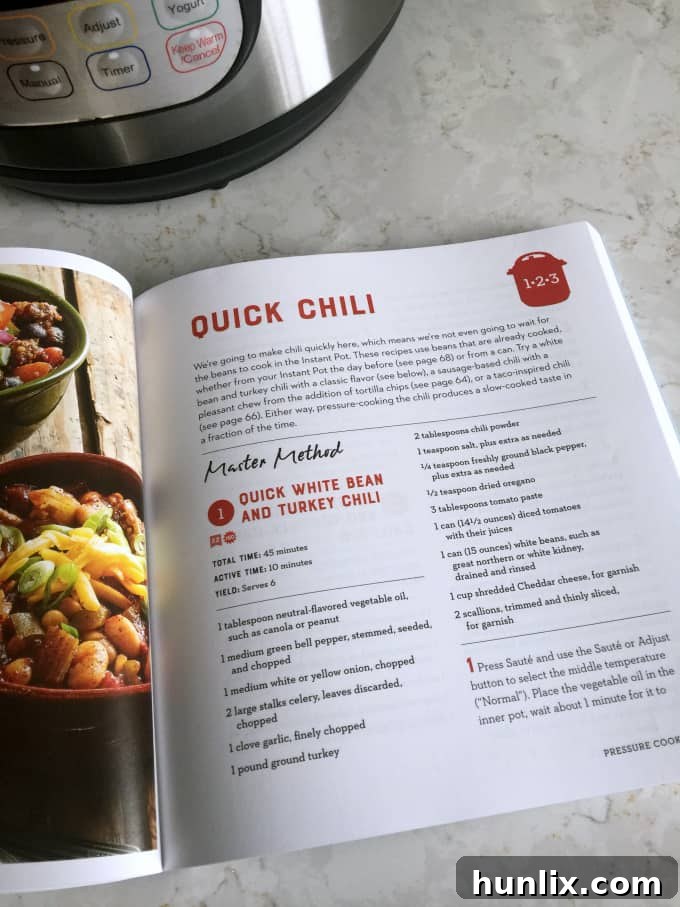 Quick White Bean & Turkey Chili – This Instant Pot chili is easy to make and so delicious! Find more Instant Pot recipes in the How to Instant Pot cookbook from Workman Publishing.