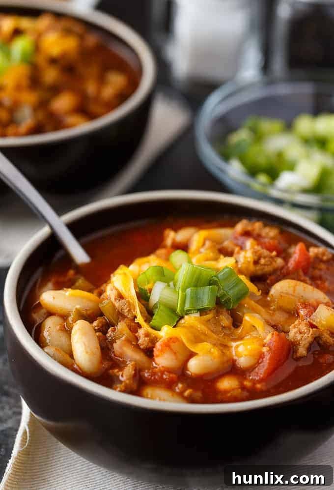 Quick White Bean & Turkey Chili - The fastest chili recipe! Make this simple chili in the Instant Pot with a homemade spice blend and lean turkey for a healthy meal in a flash.