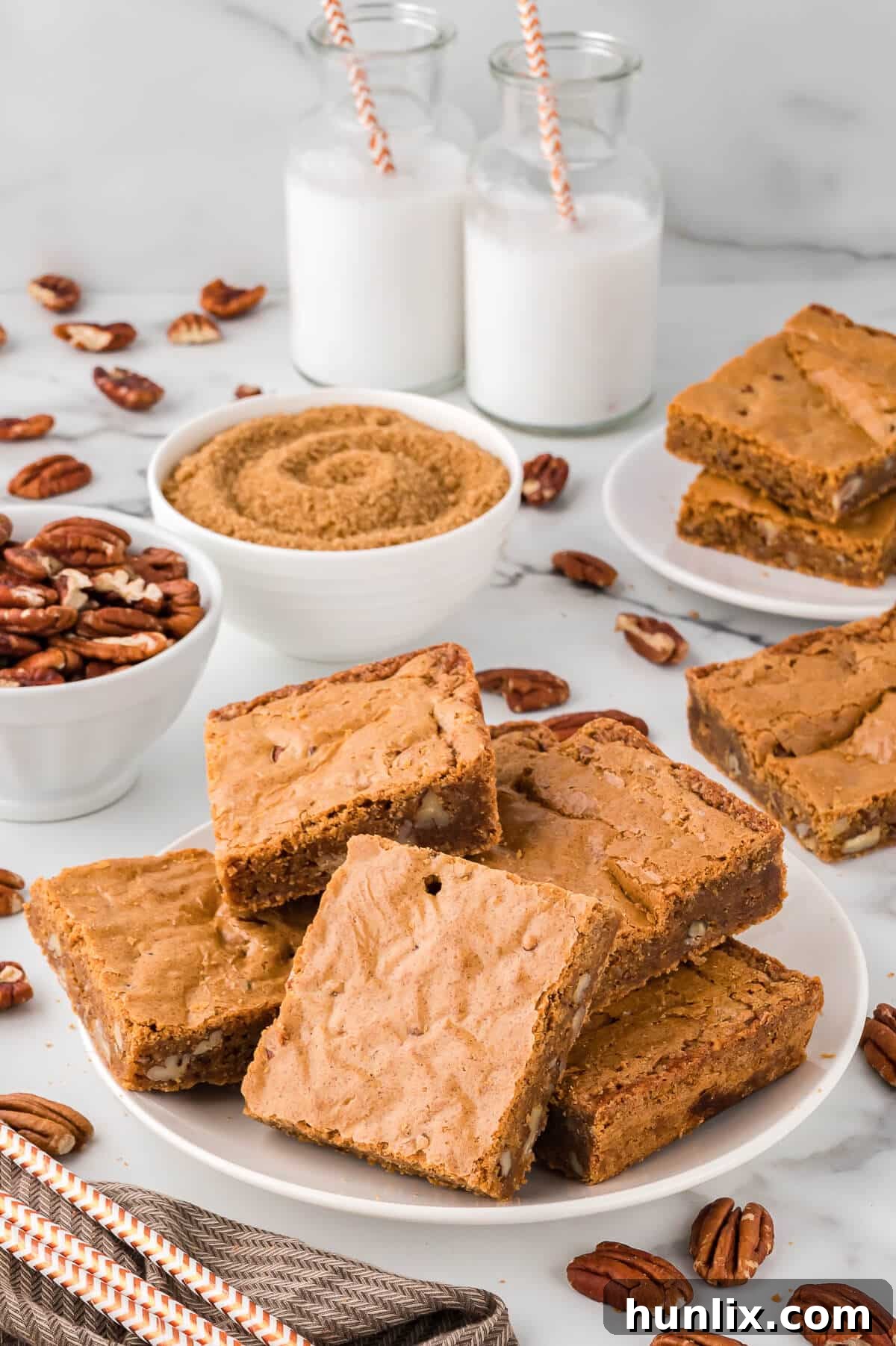 A beautifully arranged plate of Penuche squares, ready to be served.