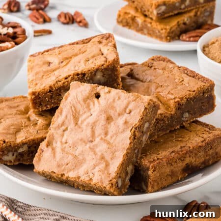 A plate of Penuche squares, beautifully arranged.