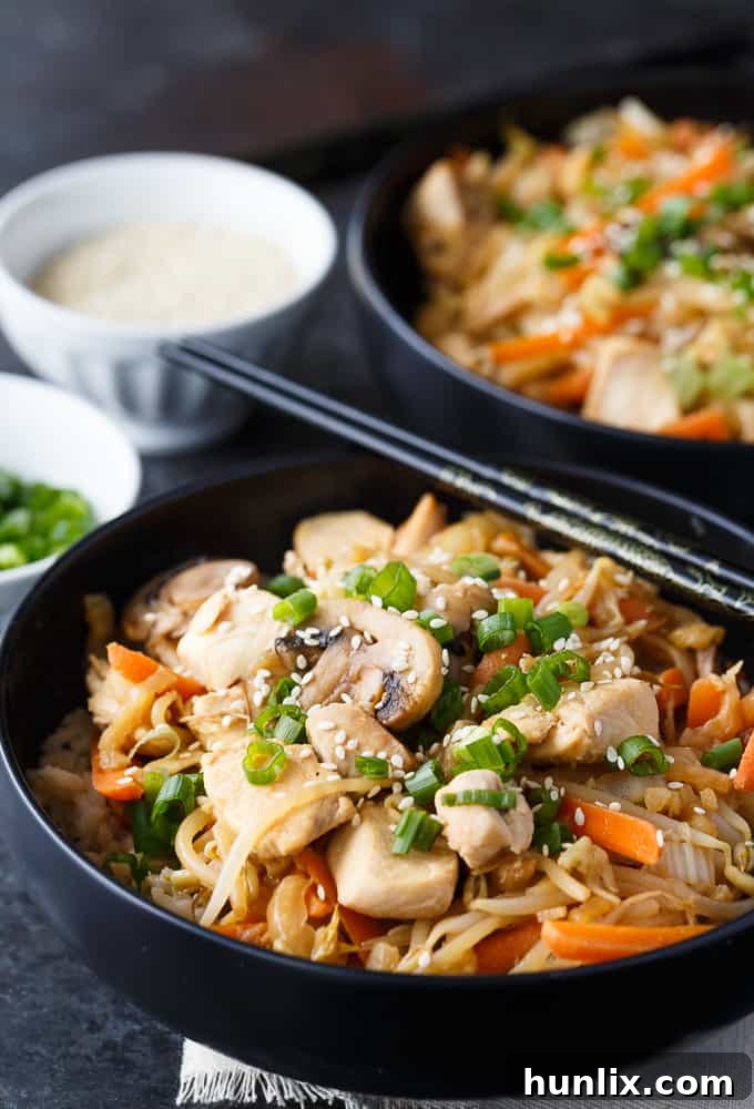 Cabbage & Peanut Butter Chicken Stir-fry - This healthy chicken recipe doesn't taste like it's low fat. It's filled to the brim with sautéed vegetables and mixed in a unique and flavorful stir-fry sauce.