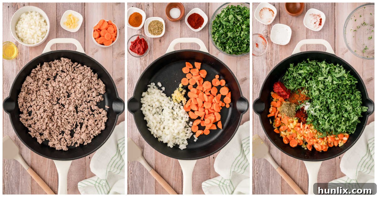 Initial steps for making Southwestern 5 Bean Turkey Chili.