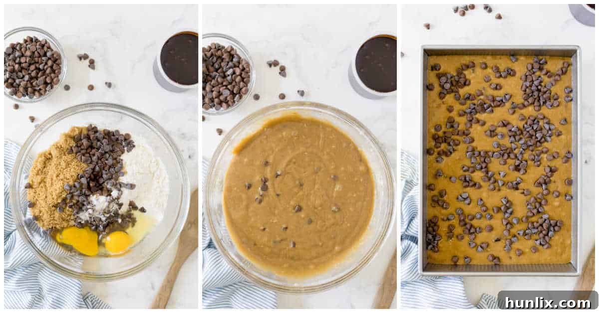 Collage of mixing ingredients and baking the cake.