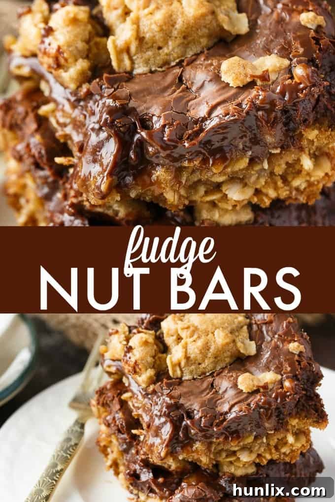 Fudge Nut Bars - Rich and sweet with multiple dimensions of flavour. Creamy fudge is layered between an oat base and topping.