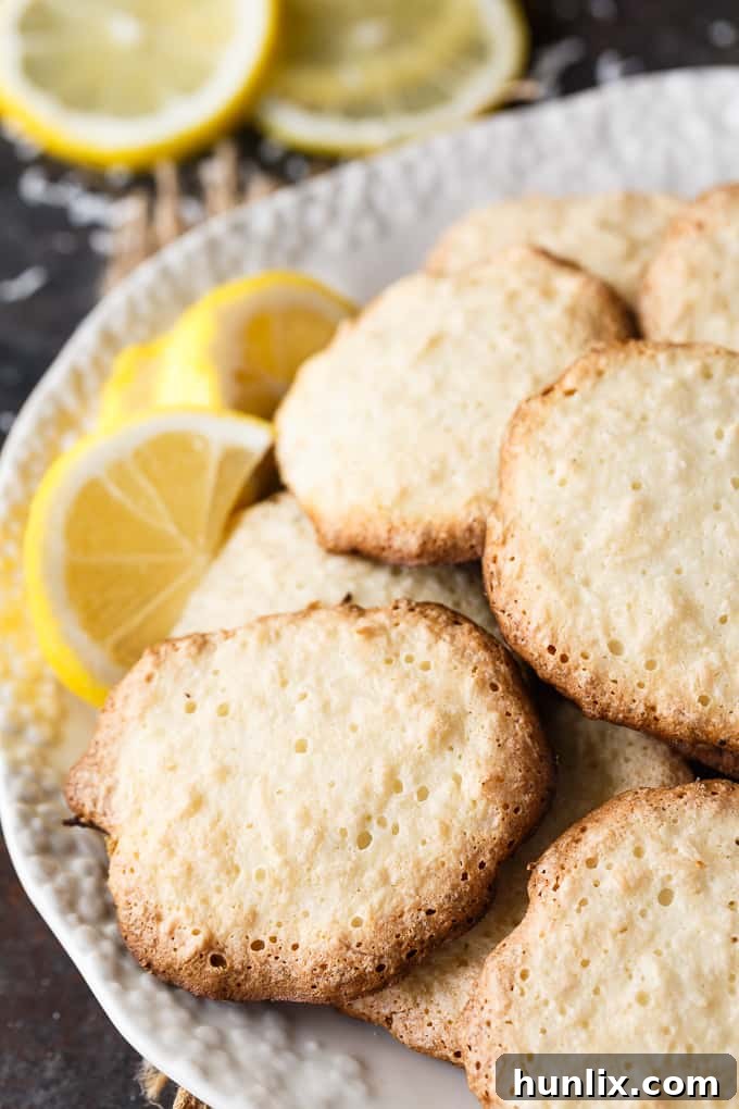 Sunshine Lemon Coconut Macaroons 4 Platter of golden brown Lemon Coconut Macaroon Cookies ready to be served.