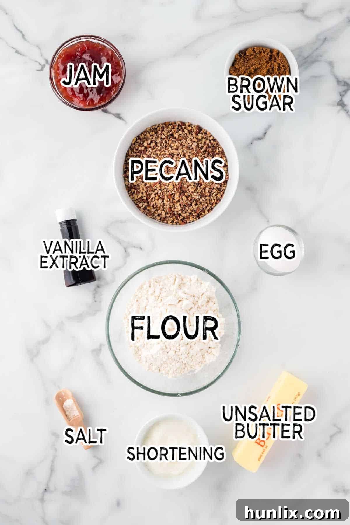 Ingredients on a marble background.