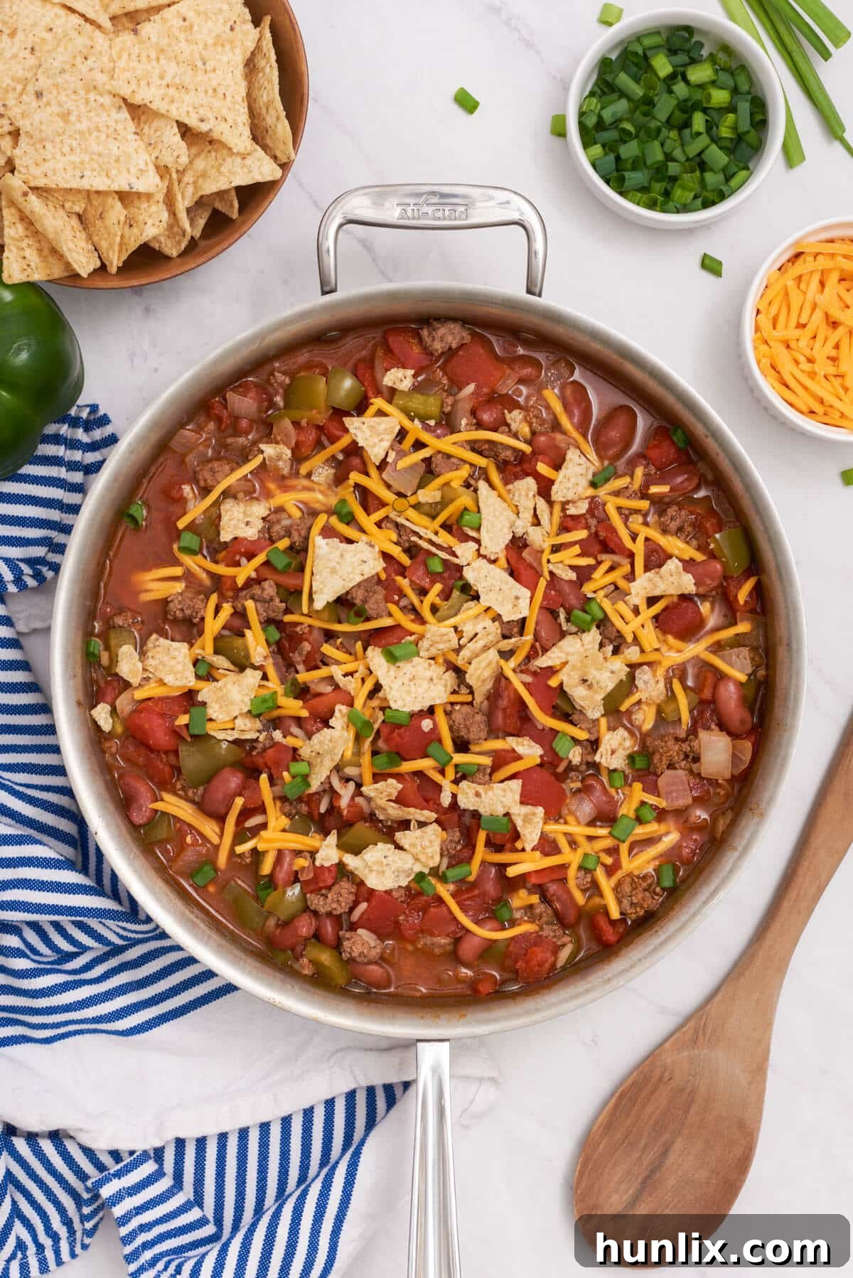 Cowboy Skillet Supper 2 Texas beef skillet in a pan.