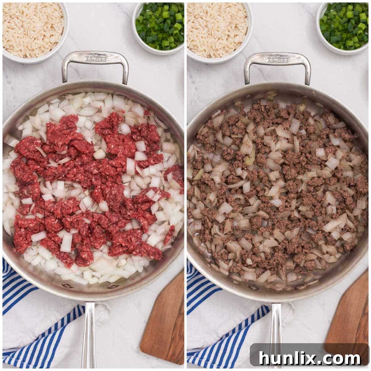 Cowboy Skillet Supper 4 Steps to make Texas Beef Skillet.