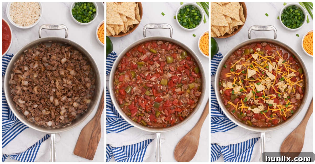 Cowboy Skillet Supper 5 Steps to make Texas Beef Skillet.