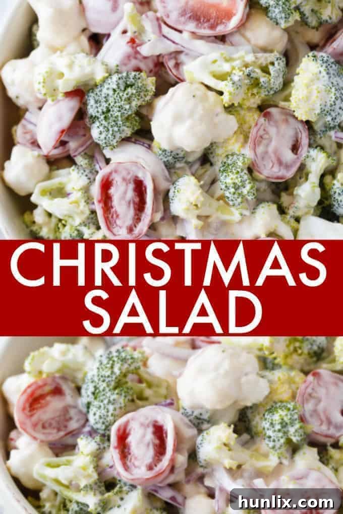 Yuletide Medley Salad 7 Collage of Christmas Salad images, showing preparation steps and the finished dish.